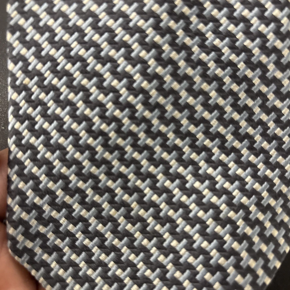 Corbata de Colección Tommy Hilfiger 100% Seda Gris/Azul Tejida 57L X 4W Foto 2 de 4