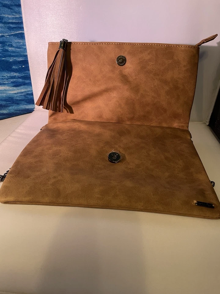 Charlie Paige Fold Over Clutch/Shoulder  Purse Brown Zip Closure NWT - Image 3 of 4