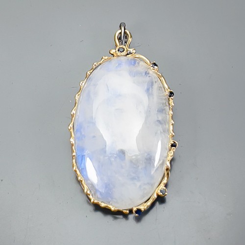 Jewelry gemstone 80 ct Natural Moonstone Pendant 925 Sterling Silver /NP47975