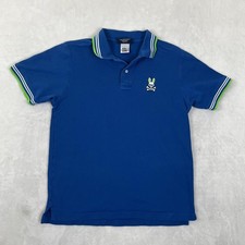 Psycho Bunny Polo Shirt Size 6 Blue Short Sleeve Pima Cotton Skull Bunny Logo
