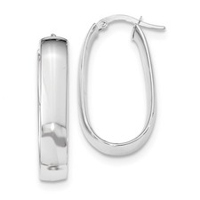Italian 14k White Gold High Polish 2mm x 31mm Hinged 'U' Oval Hoop Earrings