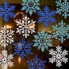 12 Pcs 12'' Large Snowflake Decorations   Giant Hanging Snowflakes, Plastic Sn