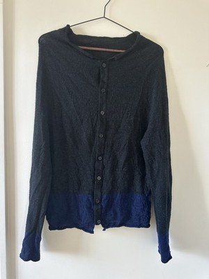 Yohji Yamamoto Y's Color Block Wool Cardigan size 2 black & blue