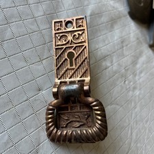 VINTAGE FANCY Copper Colored Lock Face Handle Door Drunk Desk