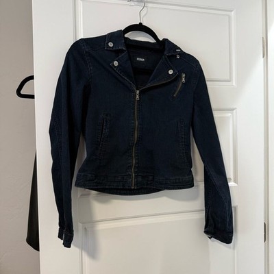 Hudson Dark Wash Denim Zip Up Moto Jacket Girls XL