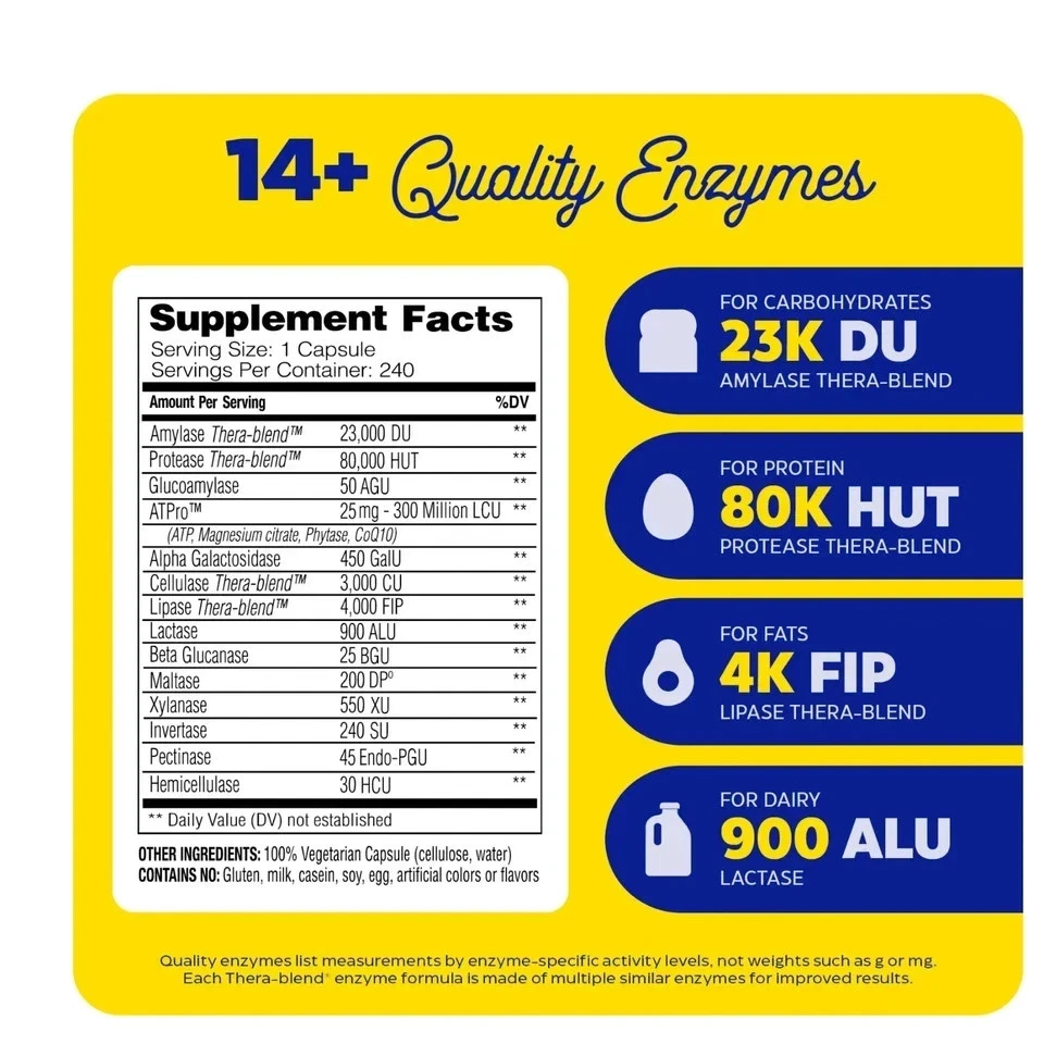 Suplemento de suporte digestivo Enzymedica Digest Gold - 240 unidades - Imagem 2 de 4