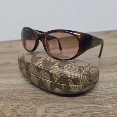 Coach Sunglasses S419 DTT Italy Made Oval Wrap Gradient Brown w/ Case