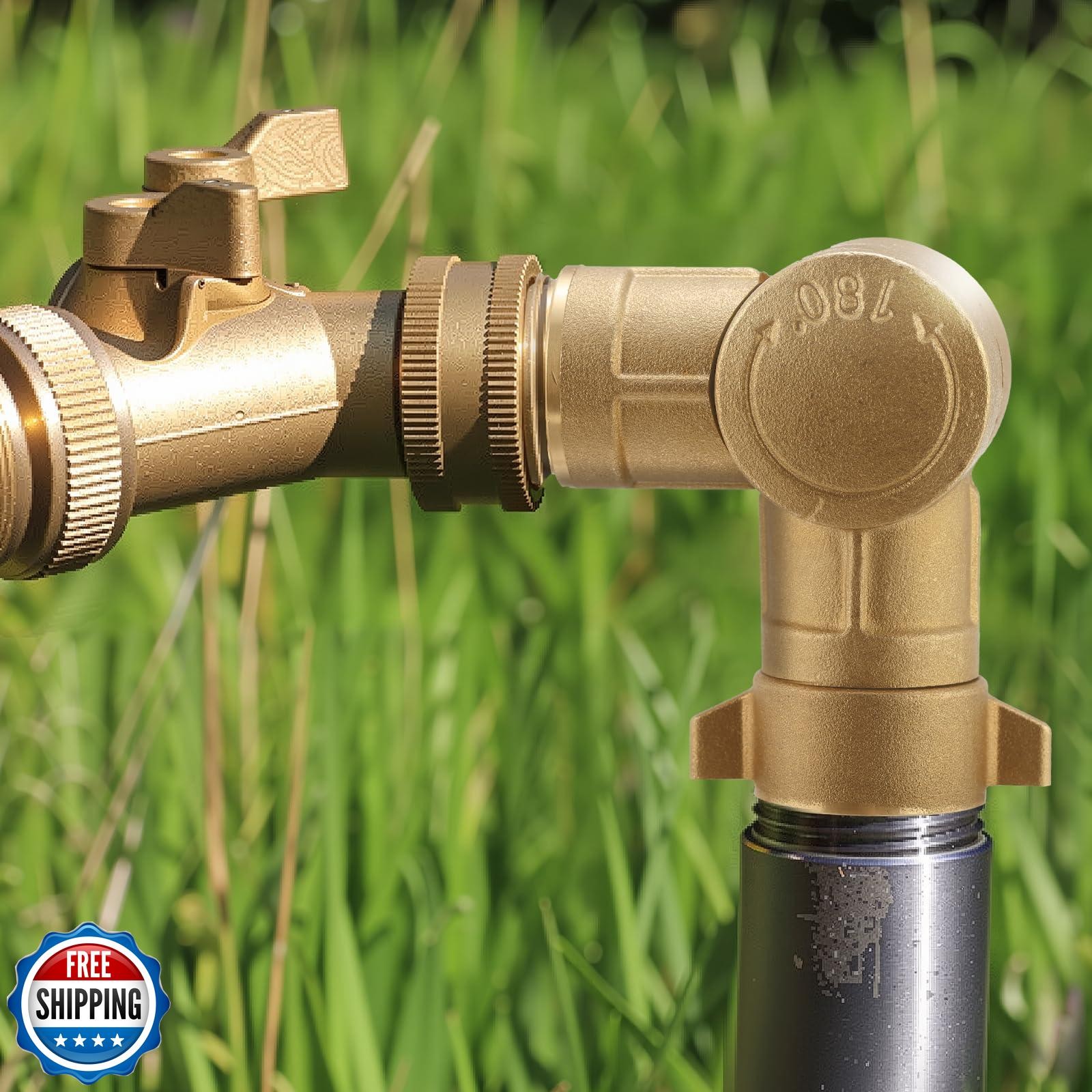 MEASUREMAN RV 180-Degree Rotating Brass Hose Elbow Connector, RV Drinking Wat