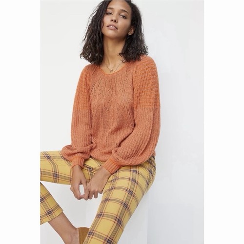 Maglione Anthropologie Maeve Lindsay Pointelle arancione lana maglia alpaca taglia small - Foto 2 di 8