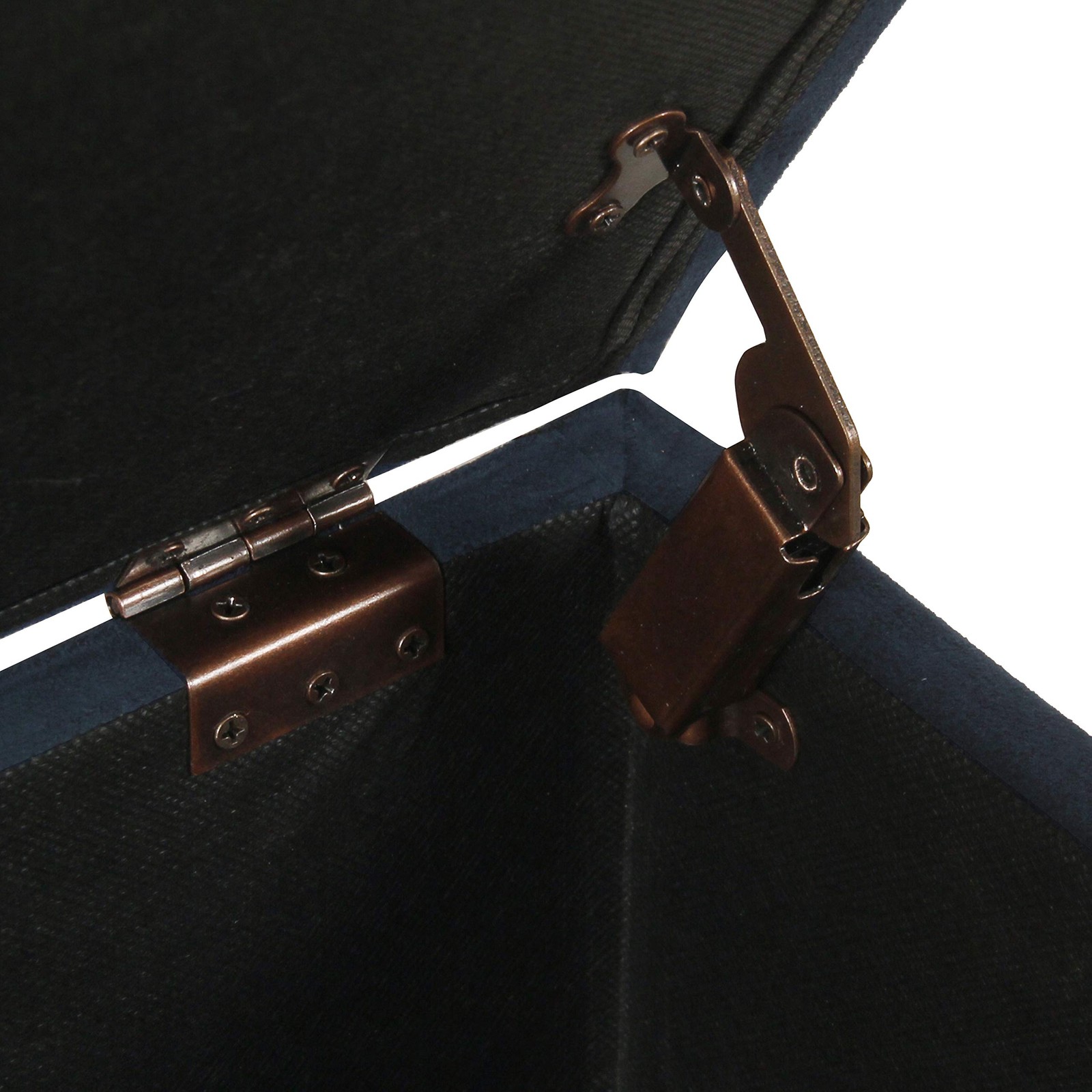 Large Upholstered Rectangular Storage Ottoman Bench with Hinged Lid, Navy