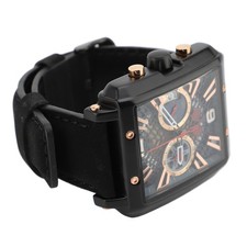 Analog Quartz Chronograph Watch Rectangular Dial Waterproof Double Sub Dial Fash
