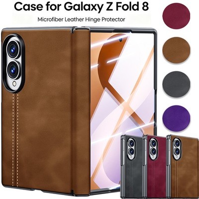 Case For Samsung Galaxy Z Fold8 Hinge Protection Slim Faux Leather Texture Cover