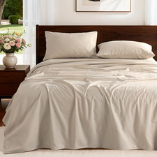 100 French Pure Linen Sheets Queen Size, Breathable, Soft and Durable Pure Line