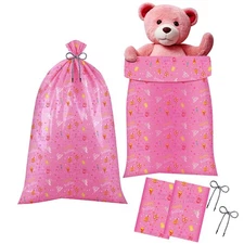 2 PCS 56x36 inch Pink Extra Large Jumbo Plastic Gift Bags with Tie for Birthday