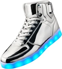 Unisex LED Light Up Shoes, Fashion High Top LED Sneakers USB Rechargeable