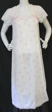 VTG No Tags Size M Midi Grannycore Nightgown Floral Print Flutter Slv Lace Yoke