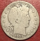 1909-S Barber Silver Half Dollar. Free Shipping