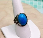 Vintage Sterling Silver Blue Turquoise Statement Ring Size 10
