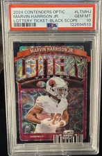 2024 Panini Contenders  Marvin Harrison Jr Lottery Ticket Black Scope /25 PSA 10