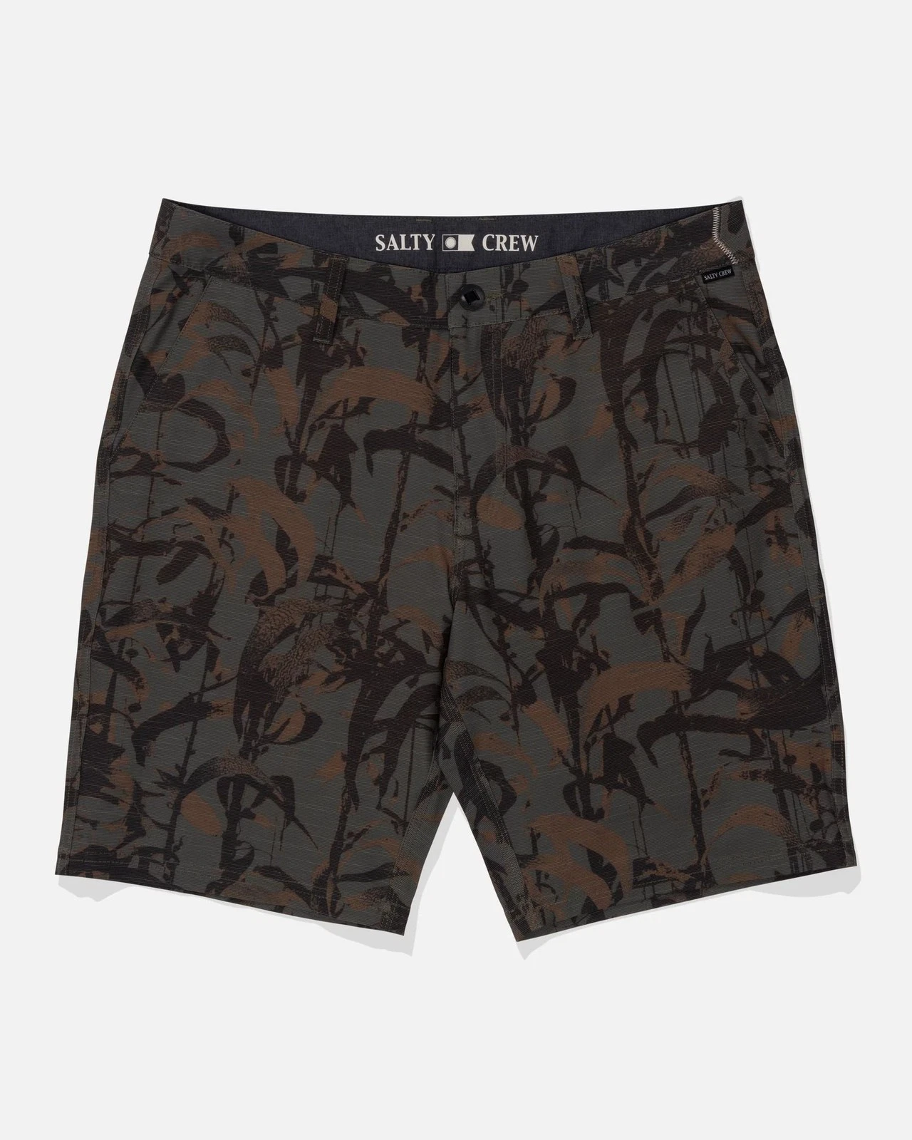 Salty Crew Drifter 19 Slub Hybrid Men's Casual Shorts, Kelp Camo, 34