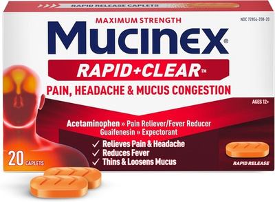 #ad Mucinex Rapid Clear Max Strength Cold amp; Expectorant Relief 20 Caplets $26.75