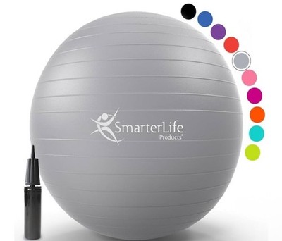 SmarterLife Exercise Ball Yoga Ball for Fitness, Balance, Stability 65  Grey