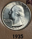 1935 P Philadelphia 1935 S San Francisco Washington Silver Quarters 25C .25