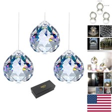 40mm Clear Glass Suncatchers - 3 Piece Rainbow Prism Set for Home Decor