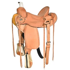 Tan 16 In HILASON Western Horse Saddle American Leather Ranch Roping Trail |