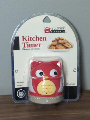 Culinary Elements Red Owl Bird 60 Minute Kitchen Timer NEW