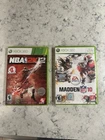 Xbox 360 Sports Games Pair: NBA 2K12 and Madden 10 NFL CIB Excellent