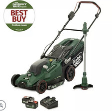 Webb Eco 40V 43cm Cordless Push Lawn Mower & Line Trimmer 4Ah Battery
