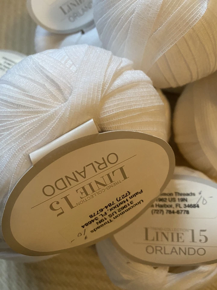 On Line Line 15 Orlando White Ribbon Yarn 3/8" Wide Lote De 9 Lovely Yarn Foto 2 de 4