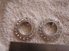 Vintage Set 2 Shoe Clips Rhinestones Signed Tiptop