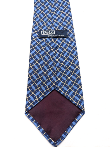 Corbata de seda para hombre Polo Ralph Lauren hecha a mano en EE. UU. azul y azul marino - Imagen 2 de 5