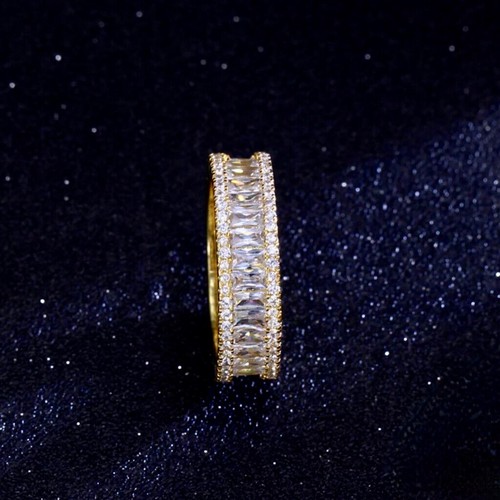 18k Gold Plated Eternity Ring made w Swarovski Crystal Stone Anniversary Band - Picture 5 of 12