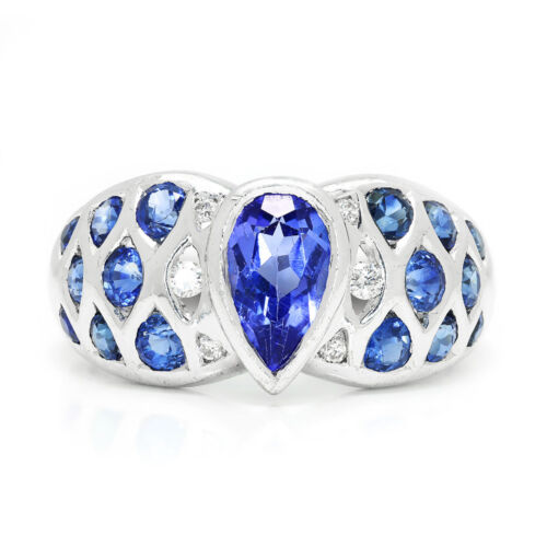 Le Vian Tanzanite Ring with Diamonds & Sapphires 18K White Gold 2.00ctw - Picture 1 of 9