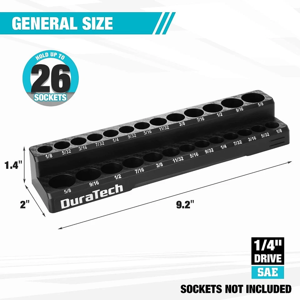 DURATECH Magnetic Sockets Organizer Set 1/4"/3/8"/1/2" Socket Holders SAE/Metric - Image 4 of 4