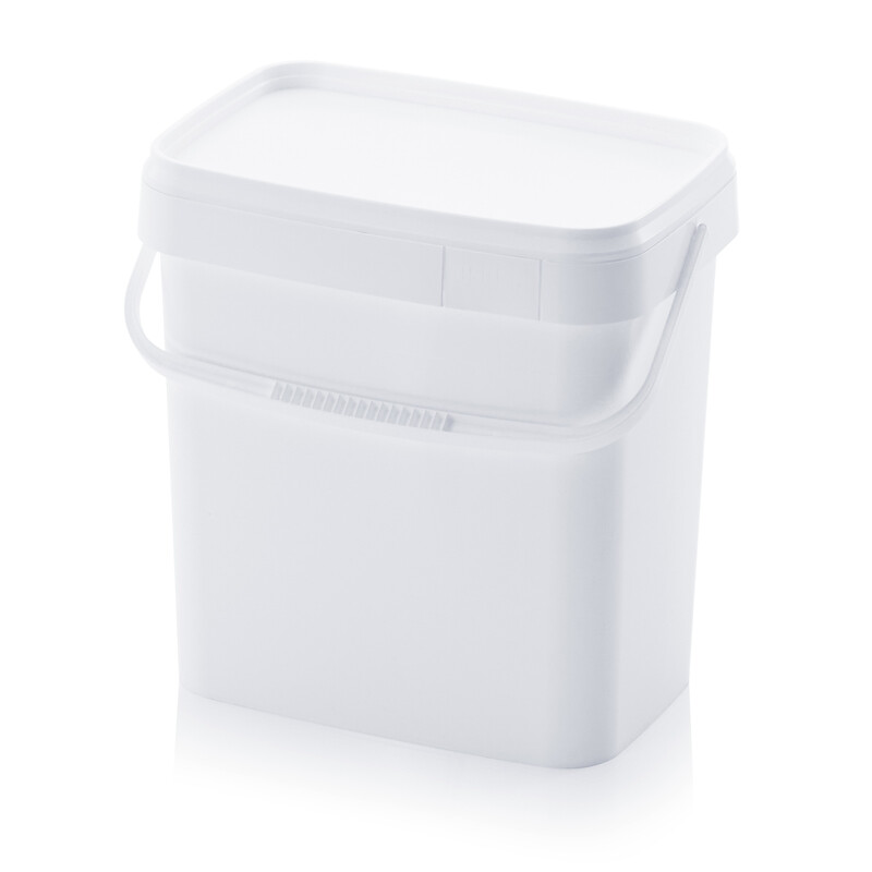 Eimer 10,3l rechteckig mit Deckel & Bügel 10 Liter weiß 10l Gastro Futter