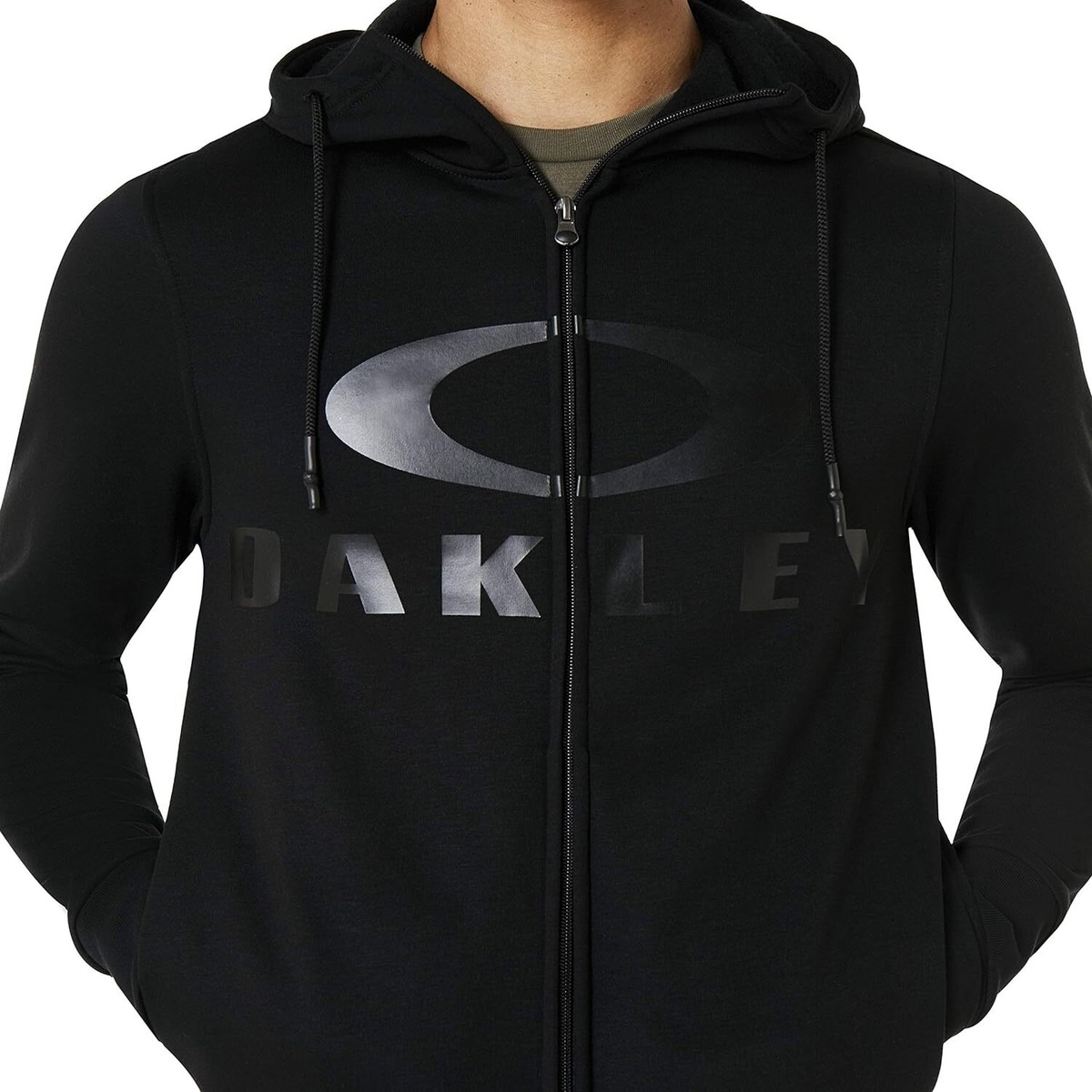 Oakley Men's Bark Fz Zip Hoodie Sweatshirt Blackout Black Large LG