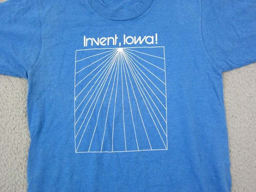 Vintage Screen Stars Shirt Kids Large 14-16 Blue T Tee Single Stitch Invent Iowa - Picture 2 of 19
