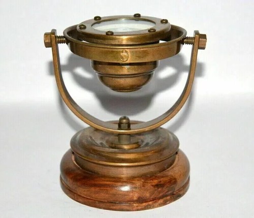 Brass nautical gimbal compass vintage ship's binnacle gimballed compass. - Picture 2 of 5