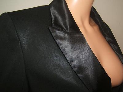 MUGLER 40 4 SEXY TUXEDO Black Satin SHEEN Designer Womens MUGLER 40 4 SEXY TUXEDO Black Satin SHEEN Designer Womens