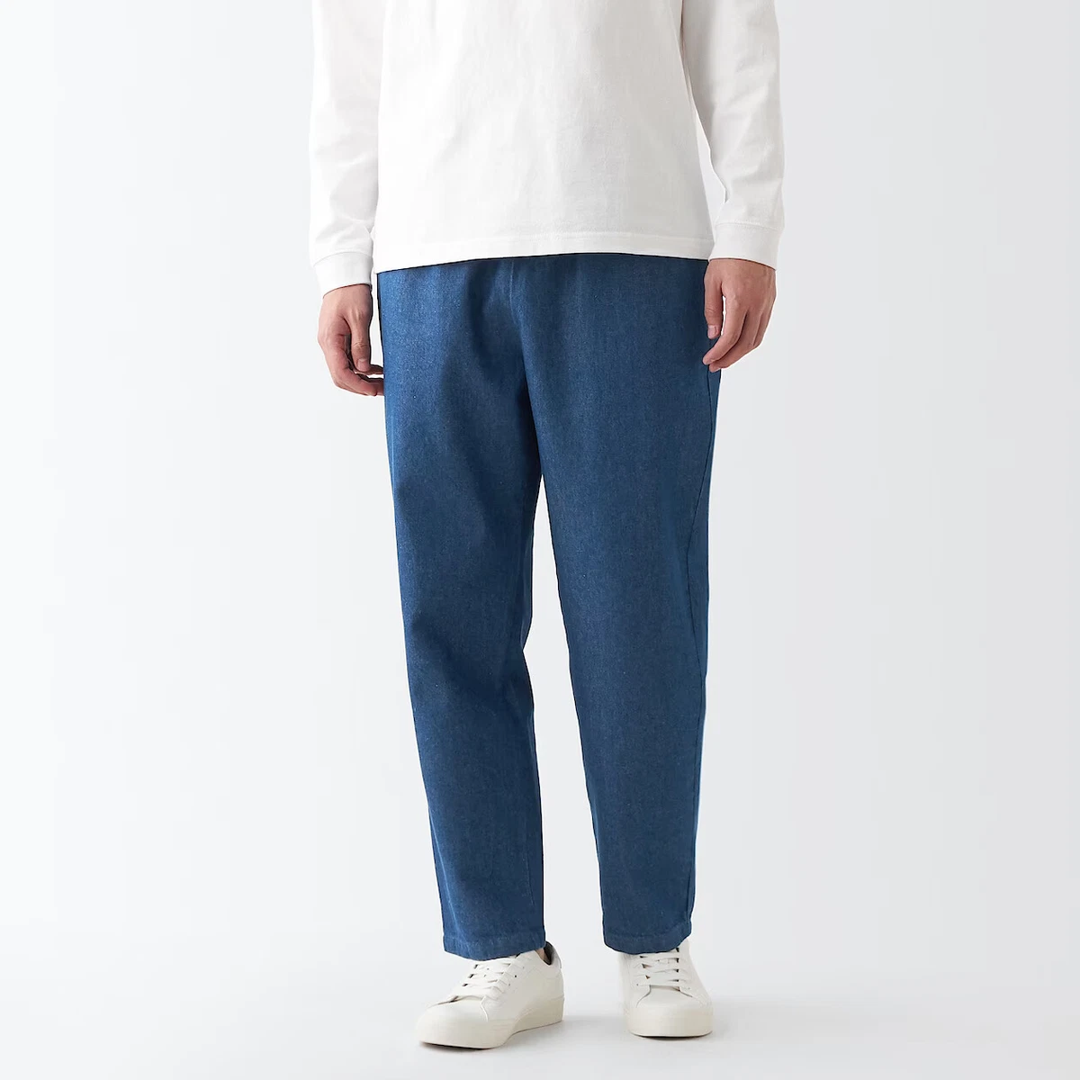 MUJI Mens 100% Organic Cotton Denim Easy Pants Blue Inseam 27.5 in