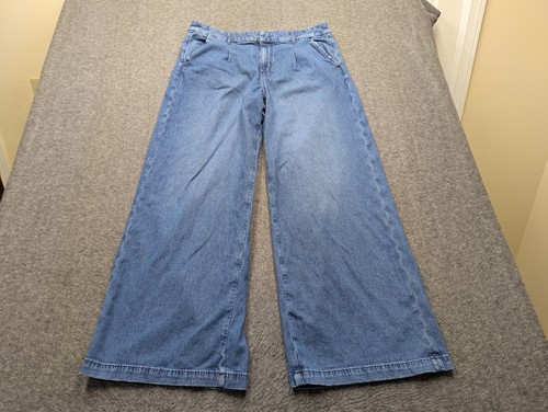 American Eagle Jeans Womens 14 Blue Long High Rise Baggy Wide Leg Relaxed Loose