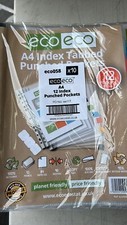 eco-eco 95% Recycled Clear A4 Index Tabbed File Pockets (Pack of 12)