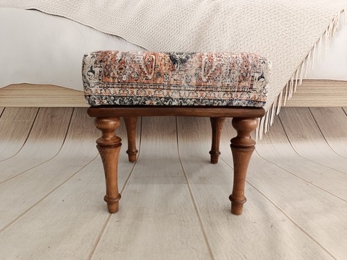 Vanity Accent Floor Ottoman Chair Blue Red Green Flowers Foot Stool Bench - Picture 13 of 91