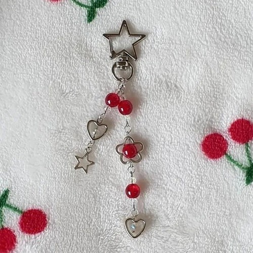 Stylish Keychain Acrylic Beaded Phone Lanyard Five-Pointed Star Heart Wriststrap - 第 4/8 張圖片