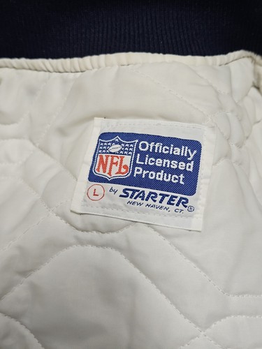 Vintage 90's Starter Dallas Cowboys Satin Jacket NFL Navy Blue Size Large USA - Picture 3 of 9