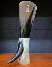 Medieval Drinking Horn with Stand Viking Style Beer Mug Handmade